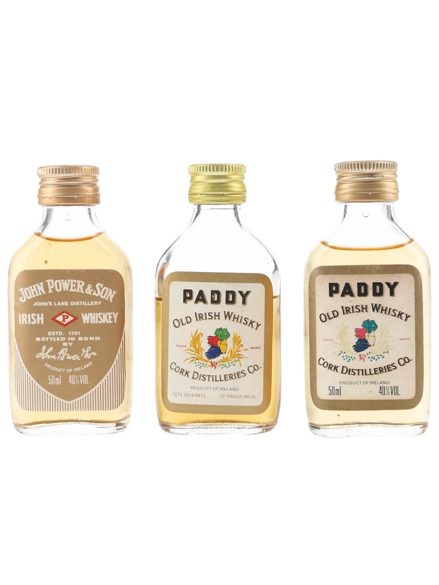 John Power & Paddy Bottled 1970s & 1980s 3 x 4.7cl-5cl / 40%