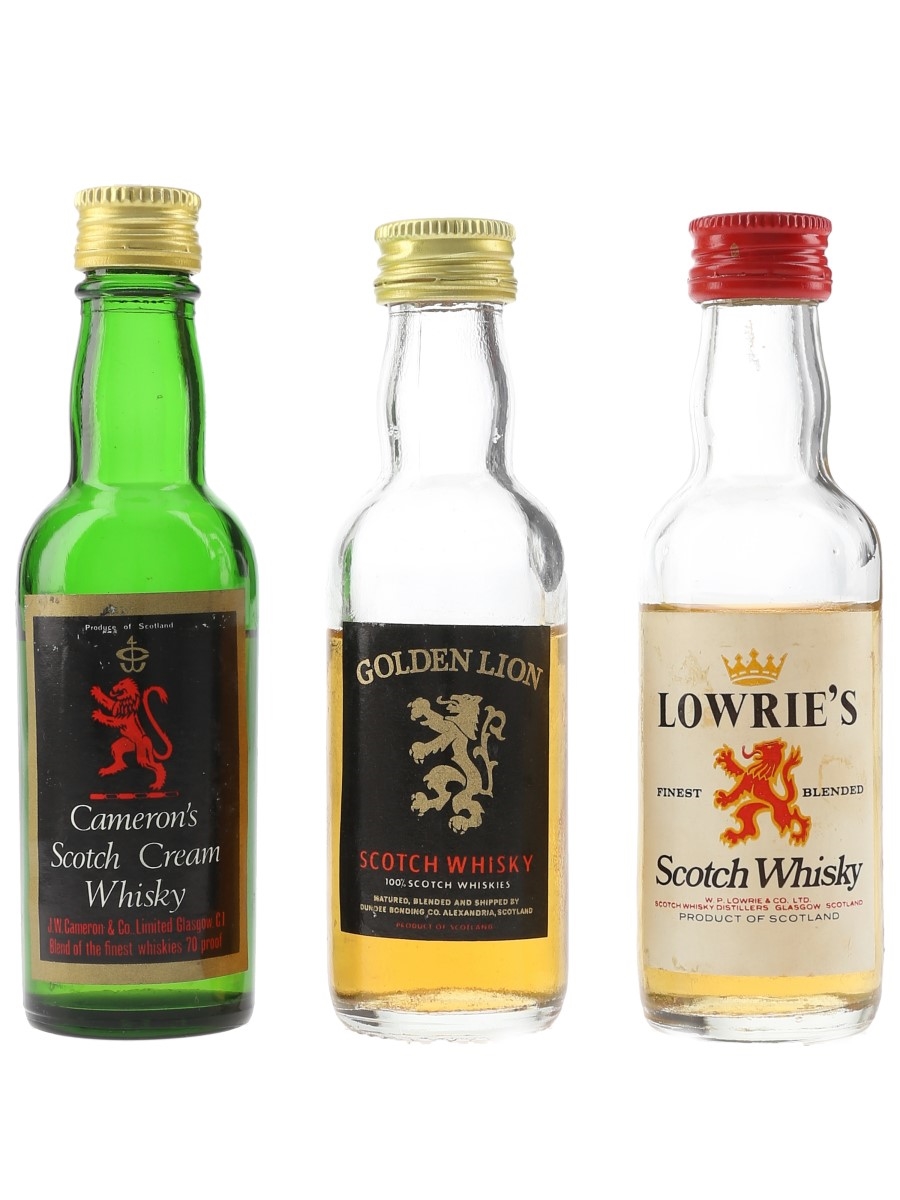 Cameron, Golden Lion & Lowrie Bottled 1970s 3 x 5cl