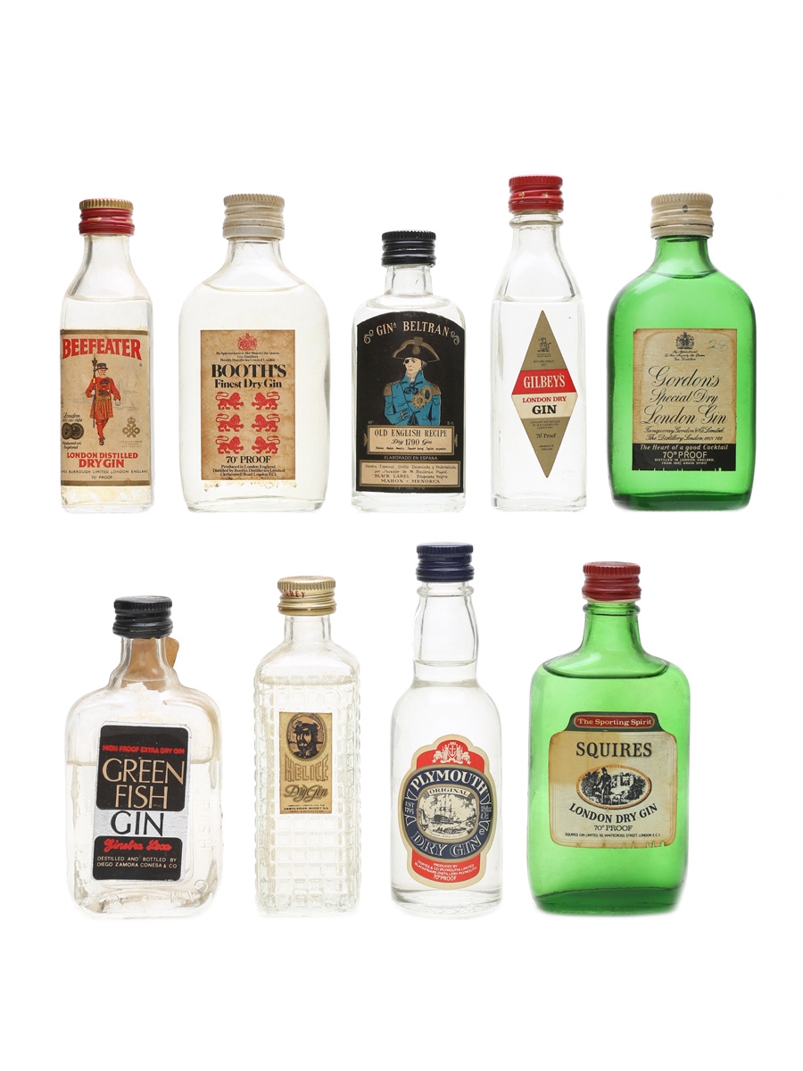 Assorted Gins Incl. Gordons, Plymouth & Beefeater 9 x 5cl
