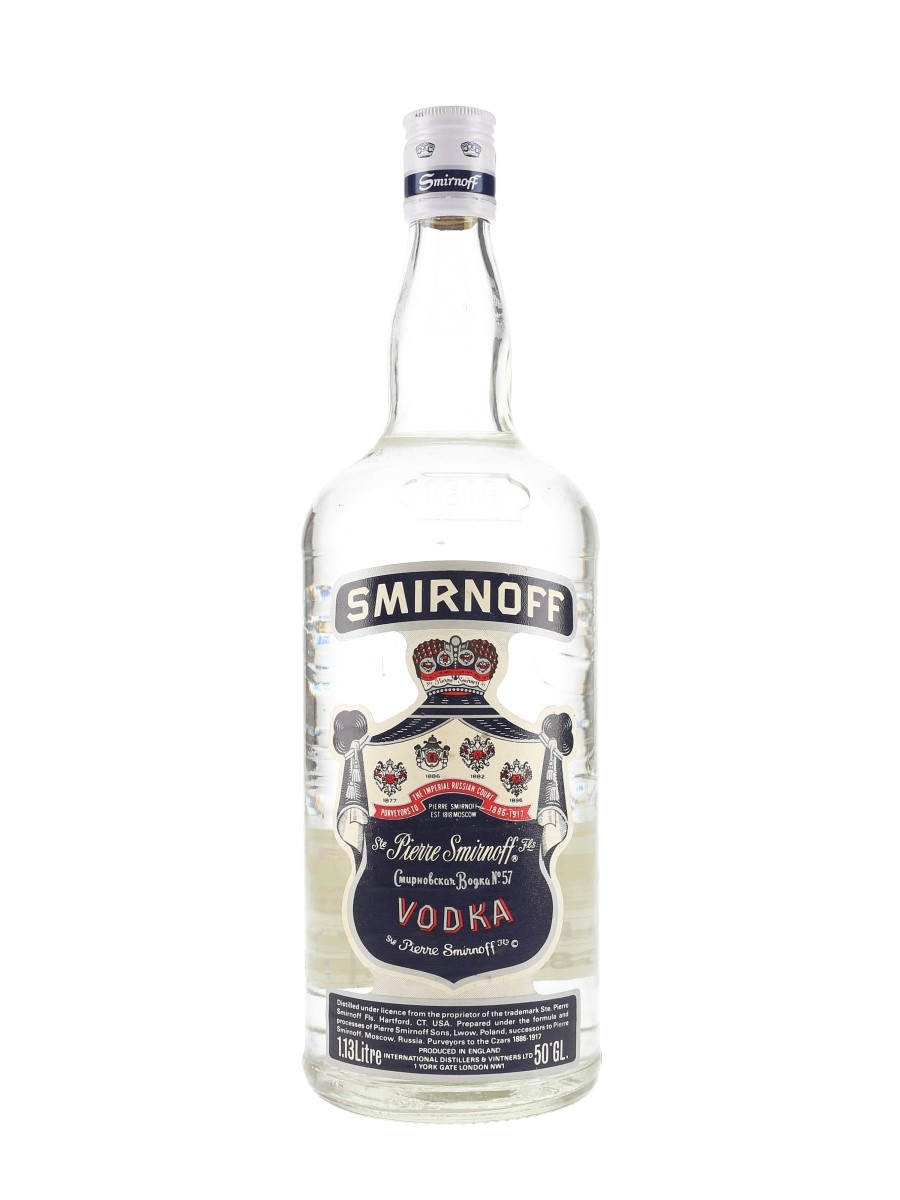 Smirnoff 100 Proof Blue Label Bottled 1970s - Duty Free 113cl / 50%