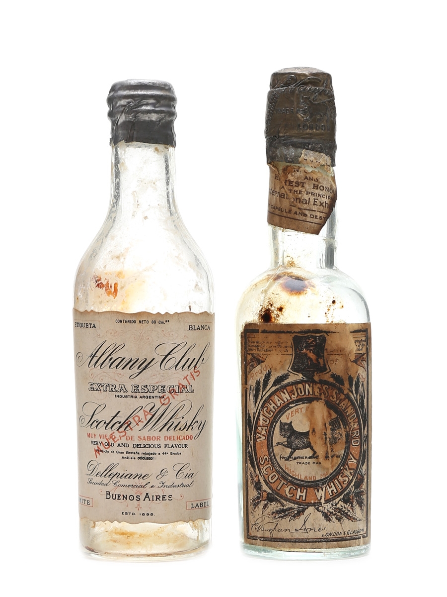 Albany Club Scotch Whisky & Vaughan Jones Standard Whisky Bottled 1950s 2 x 5cl