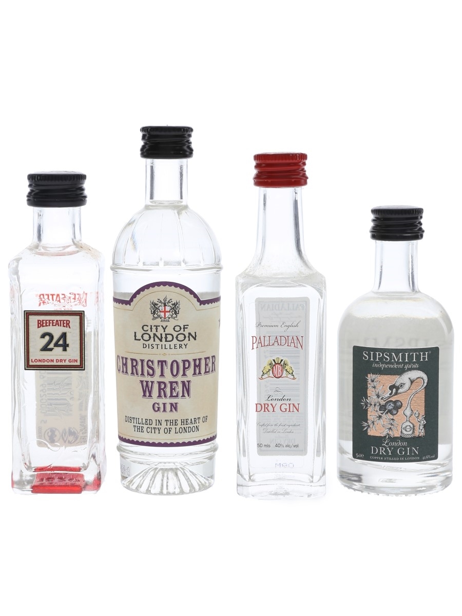 Assorted London Dry Gin Beefeater, Christopher Wren, Palladian & Sipsmith 4 x 5cl
