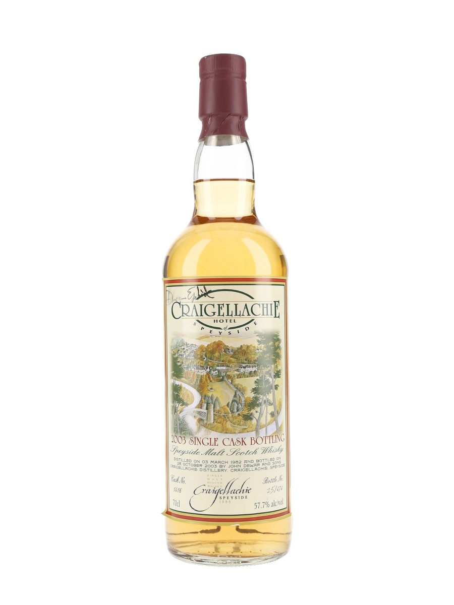 Craigellachie 1982 Single Cask No. 1416 Bottled 2003 - The Craigellachie Hotel Of Speyside 70cl / 57.7%