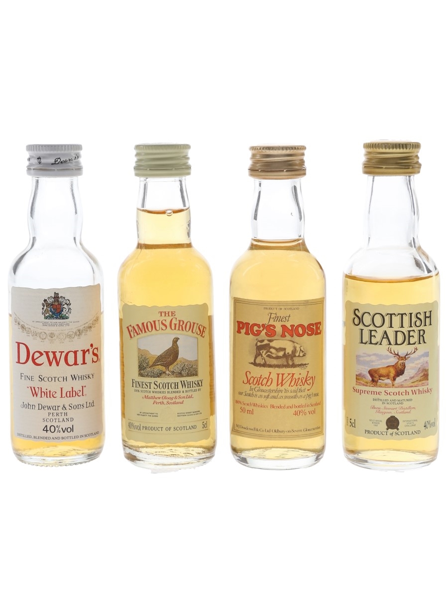 Assorted Blended Whisky Dewar's, Famous Grouse, Pig's Nose & Scottish Leader 4 x 5cl / 40%