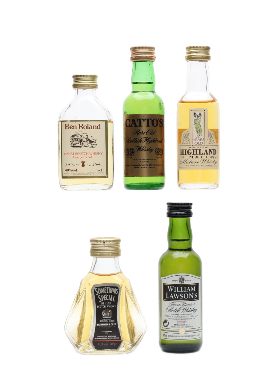 Assorted Blended Scotch Whisky Ben Roland, Catto's, Something Special, Asda Highland Malt, William Lawson 5 x 5cl