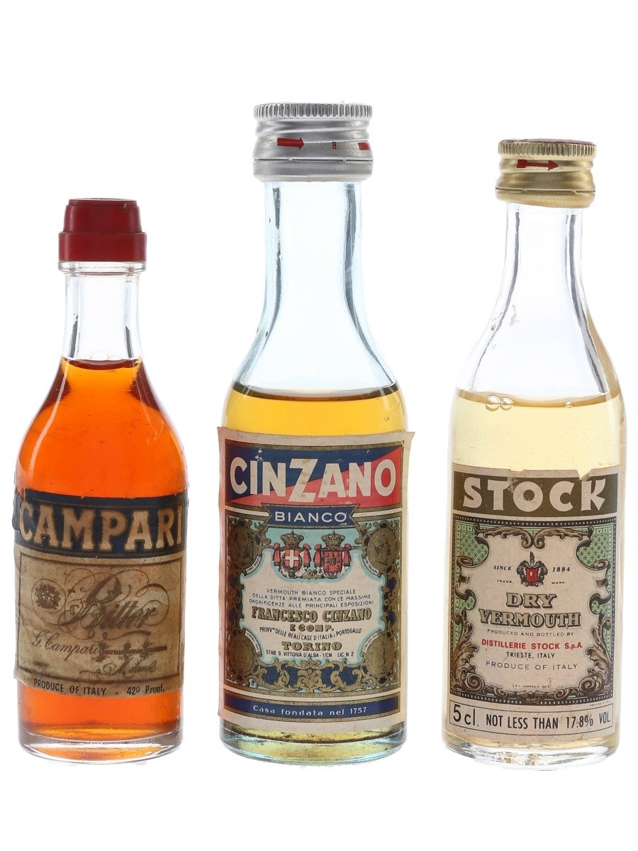 Campari, Cinzano & Stock Bottled 1960s-1980s 3 x 5cl