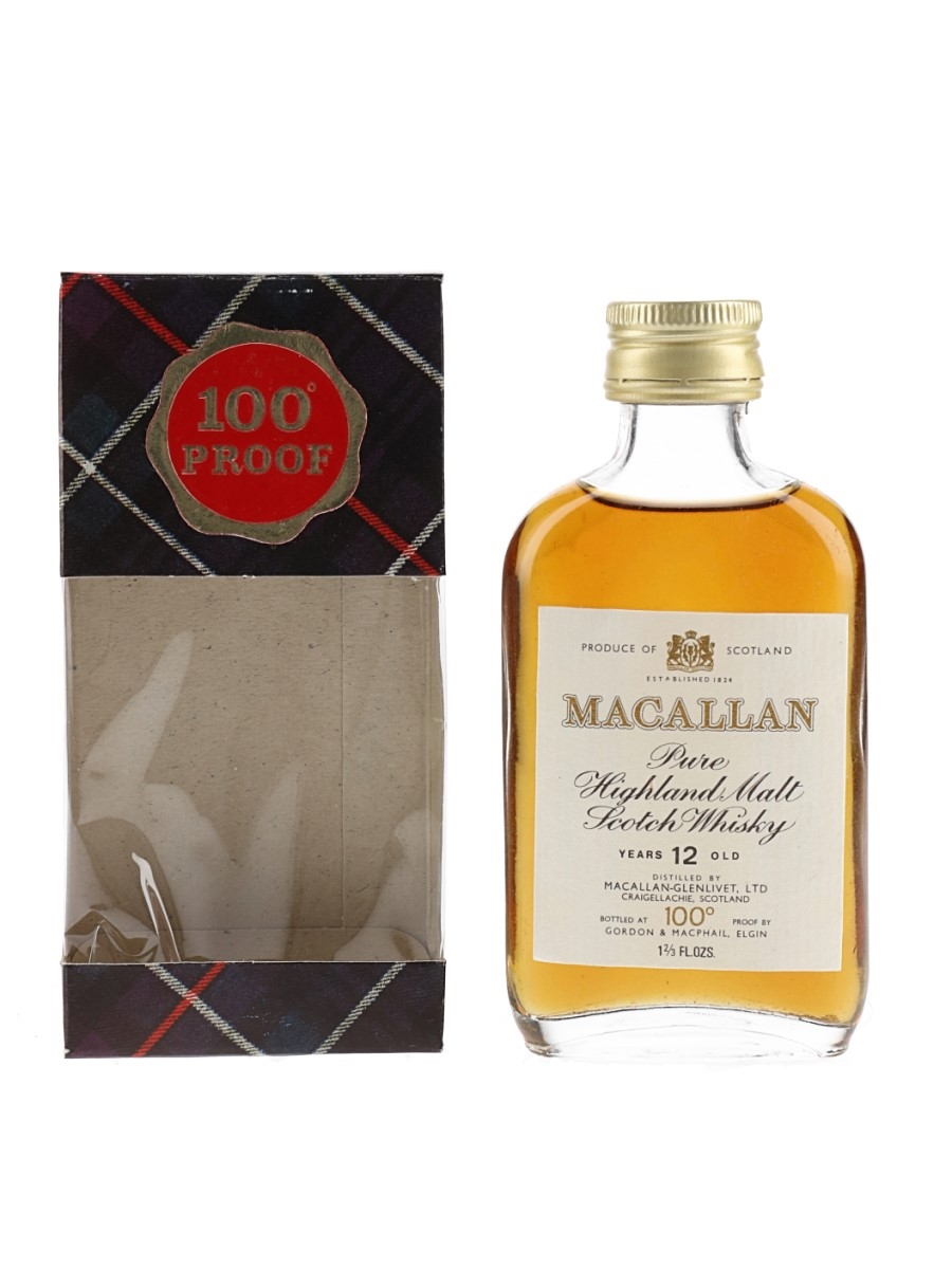 Macallan 12 Year Old 100 Proof Bottled 1970s - Gordon & MacPhail 4.7cl / 57%