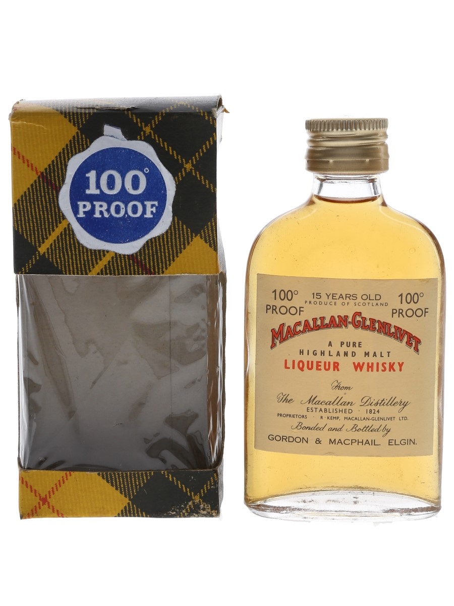 Macallan Glenlivet 15 Year Old 100 Proof Bottled 1960s-1970s 5cl / 57%