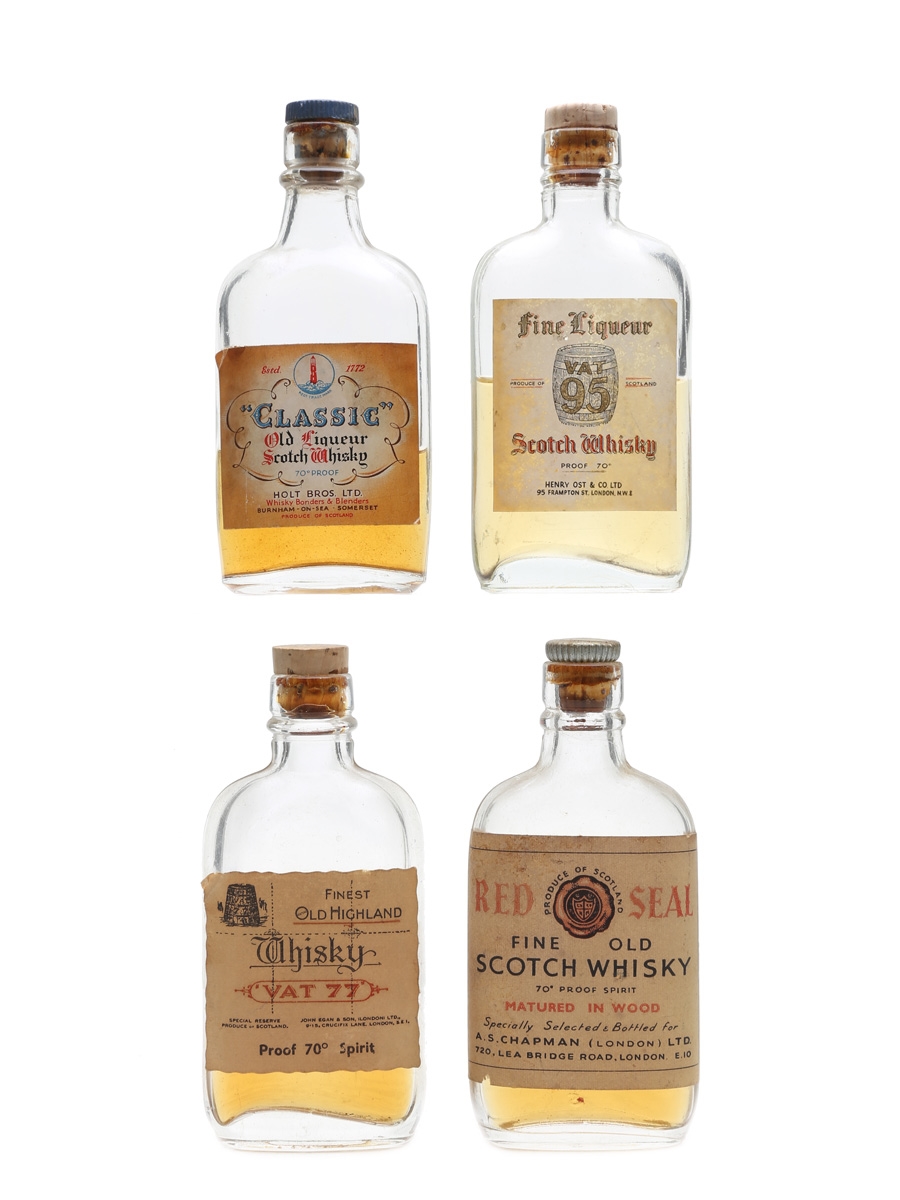 Assorted Blended Scotch Whisky Bottled 1950s 4 x 6cl