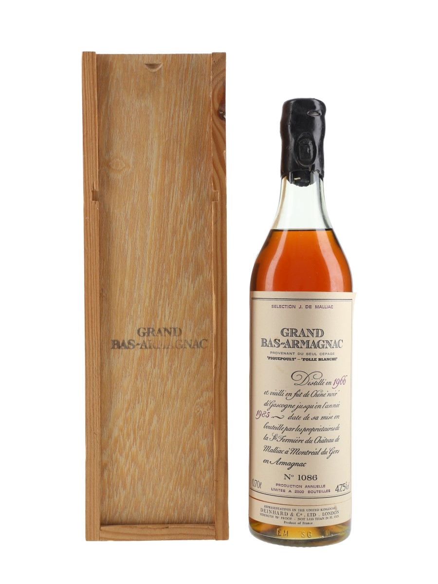 J De Malliac 1966 Grand Bas Armagnac - Lot 89902 - Buy/Sell