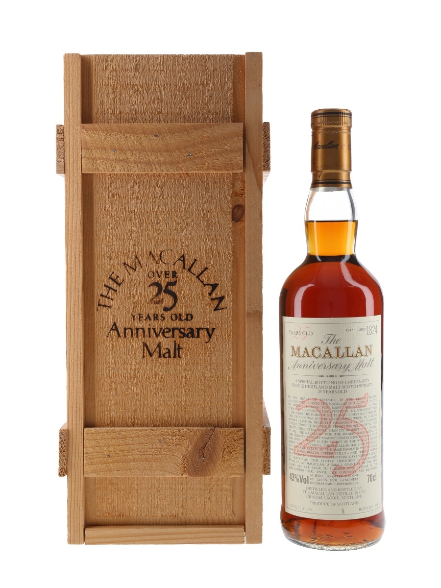 Macallan 1969 25 Year Old Anniversary Malt Bottled 1995 70cl / 43%