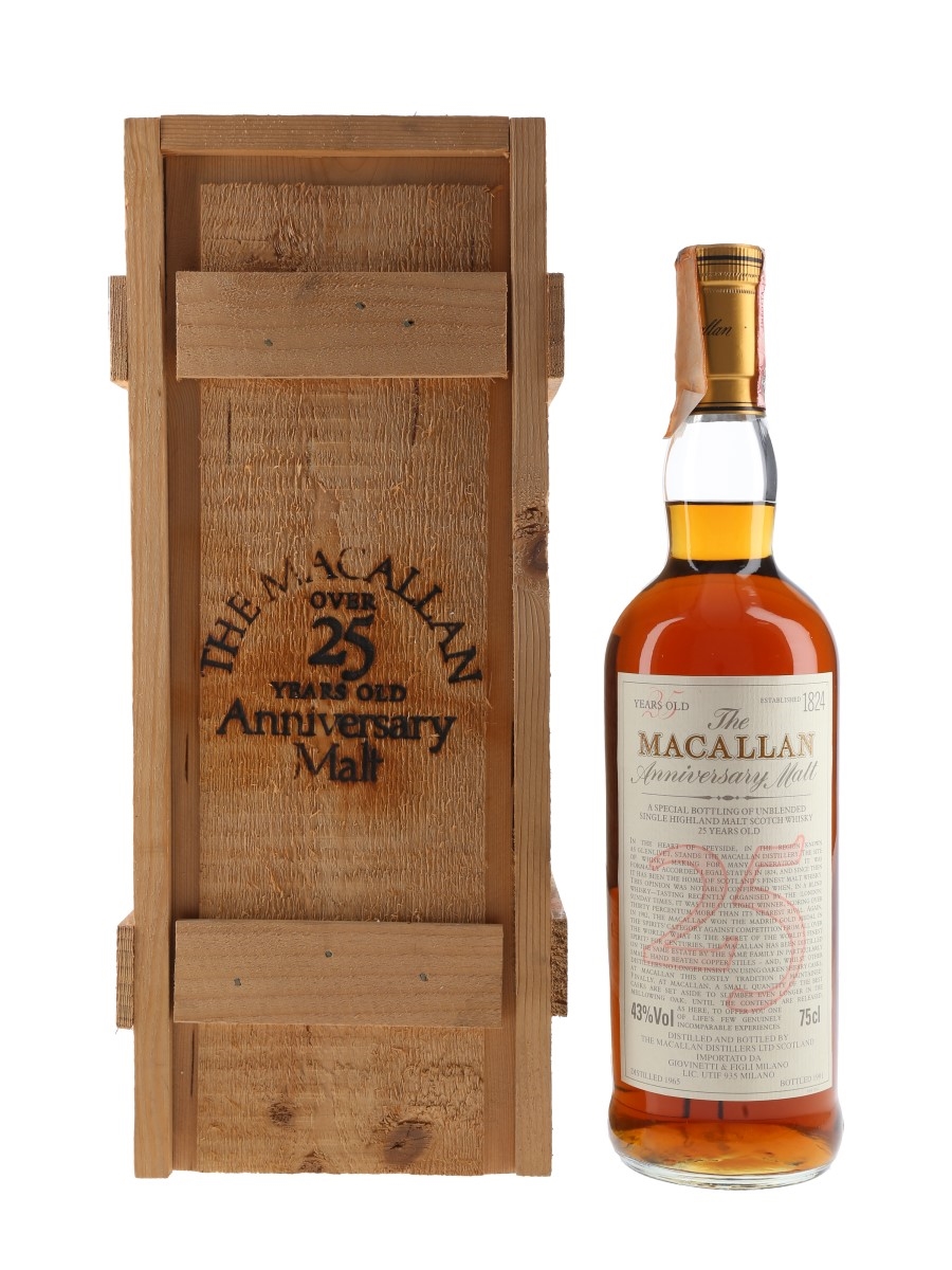 Macallan 1965 25 Year Old Anniversary Malt Bottled 1991 75cl / 43%