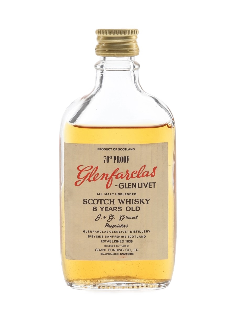 Glenfarclas Glenlivet 8 Year Old Bottled 1960s-1970s - Grant Bonding Co. 5cl / 40%