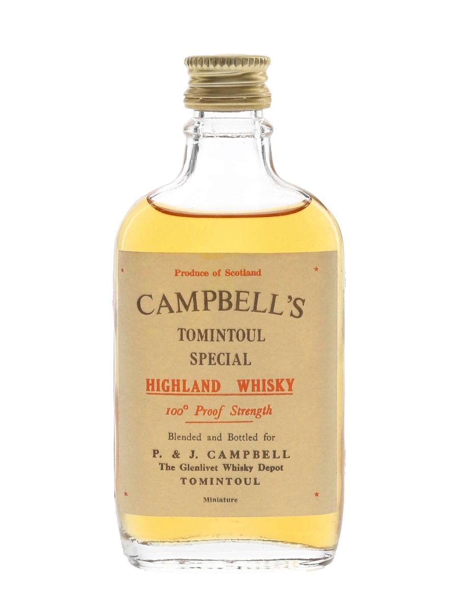 Campbell's Tomintoul Special 100 Proof Bottled 1970s 5cl / 57%