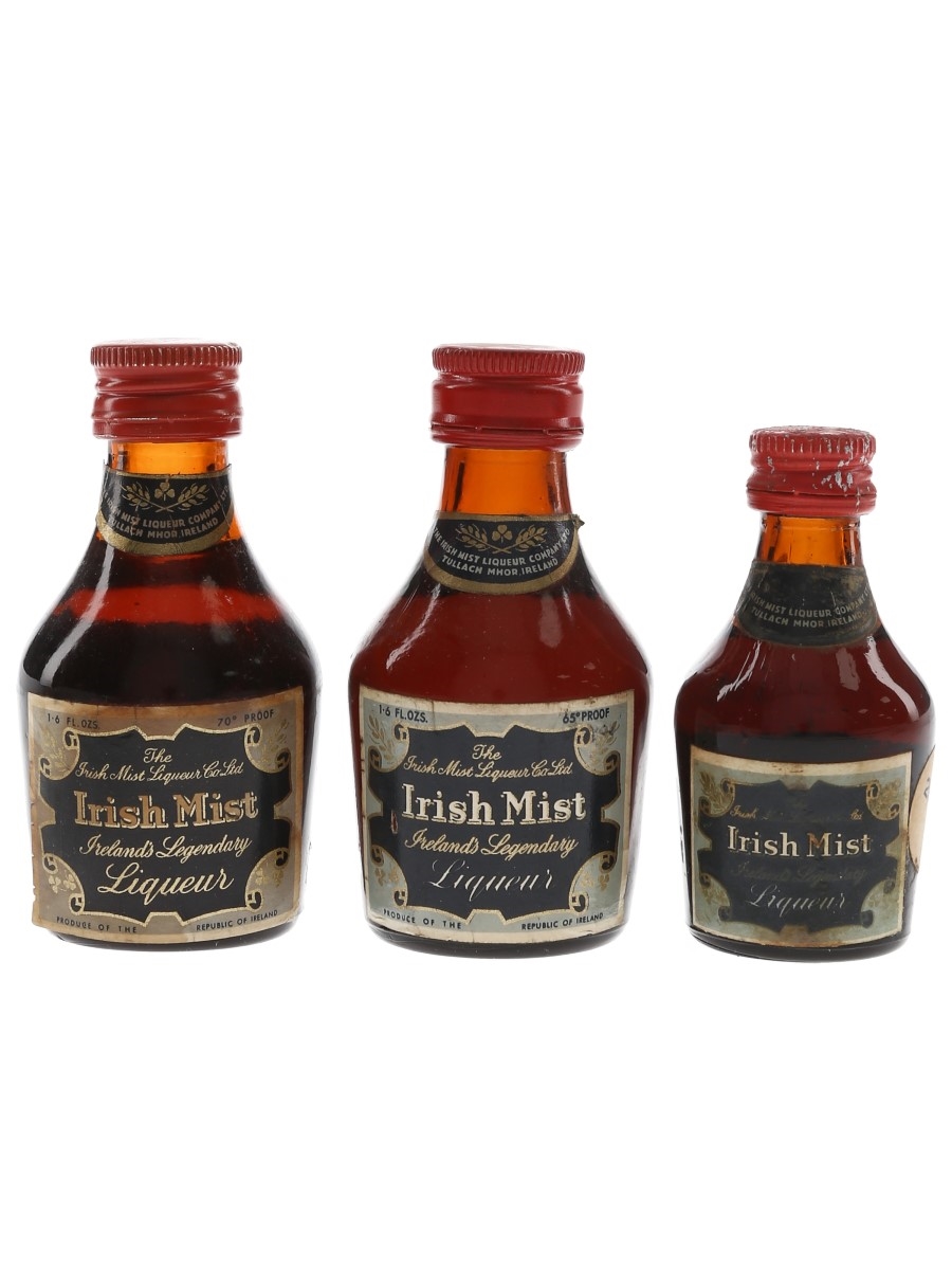 Irish Mist Bottled 1970s 3 x 2.8cl-4.7cl