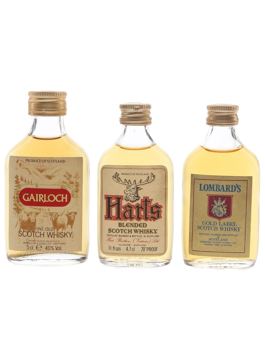 Gairloch, Harts & Lombard's Bottled 1970s-1980s 3 x 4.7cl-5cl