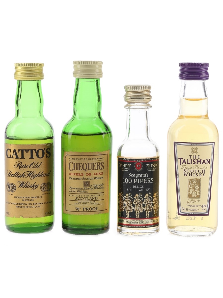 Assorted Blended Scotch Whisky Catto's, Chequers, Seagram's & Talisman 4 x 4cl-5cl