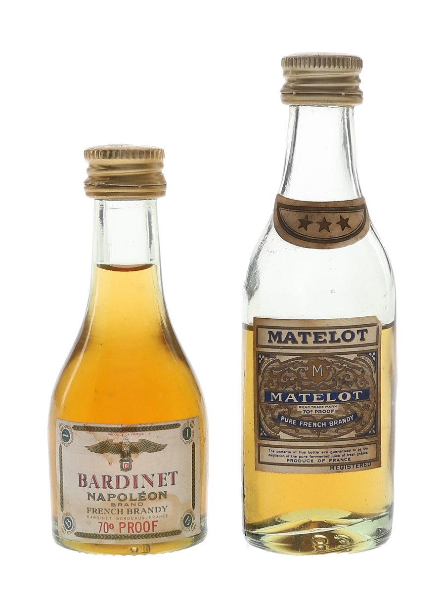 Bardinet & Matelot French Brandy Bottle 1970s 2 x 3cl / 40%