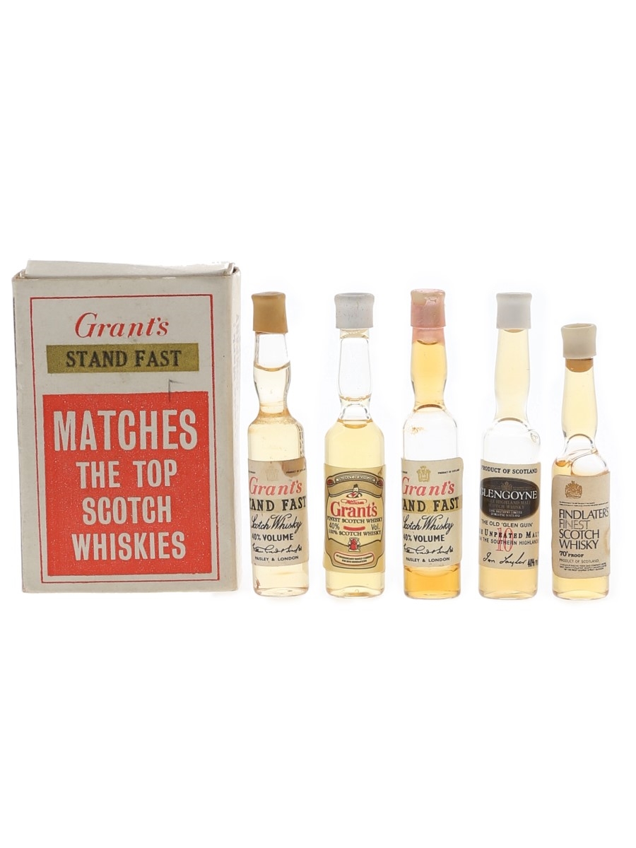 Findlater's, Grant's & Glengoyne Tiny Novelty Scotch Whiskies Bottled 1970s 5 x 0.1cl / 40%