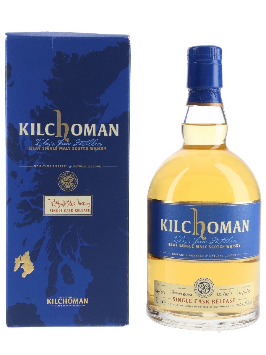 Kilchoman 2007 3 Year Old Single Bourbon Cask 106-07 Bottled 2010 - Royal Mile Whiskies 70cl / 61.7%