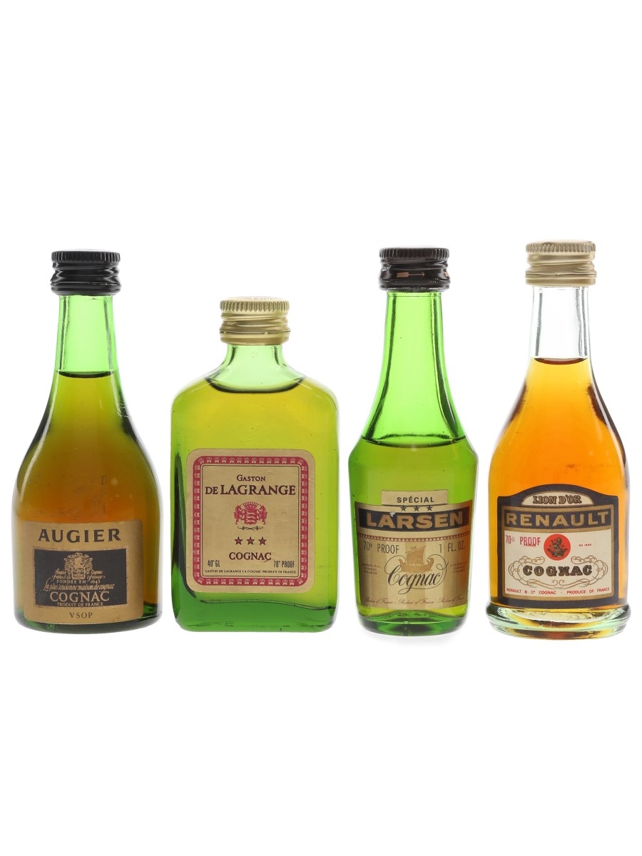 Augier, Gaston De Lagrange, Larsen & Renault Cognac Bottled 1970s 3 x 2.8cl-5cl