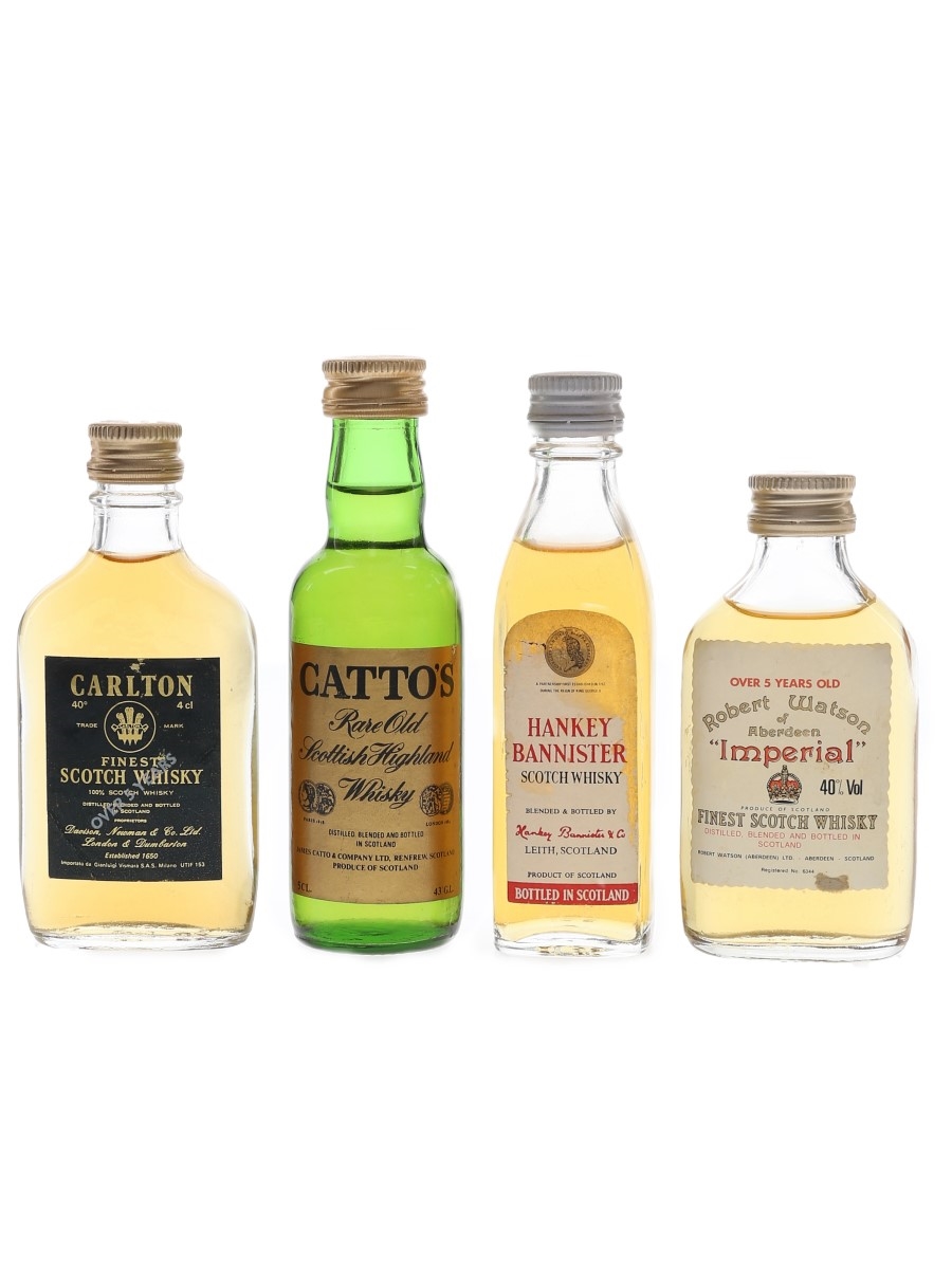 Carlton 5 Year Old, Catto's, Hankey Bannister & Imperial 5 Year Old Bottled 1980s 4 x 4cl-5cl / 40%