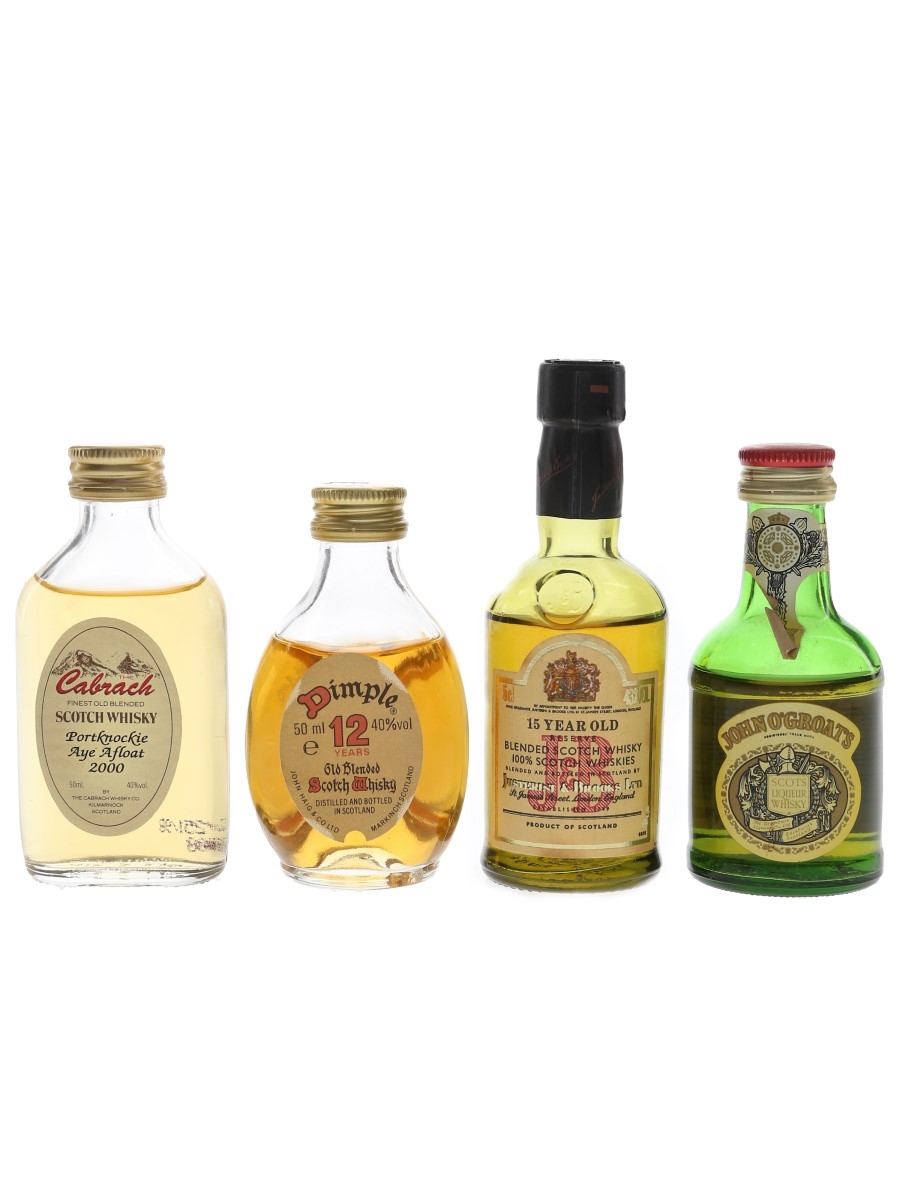 Cabrach, Dimple 12 Year Old, J & B 15 Year Old & John O'Groats Bottled 1980s & 1990s 4 x 5cl