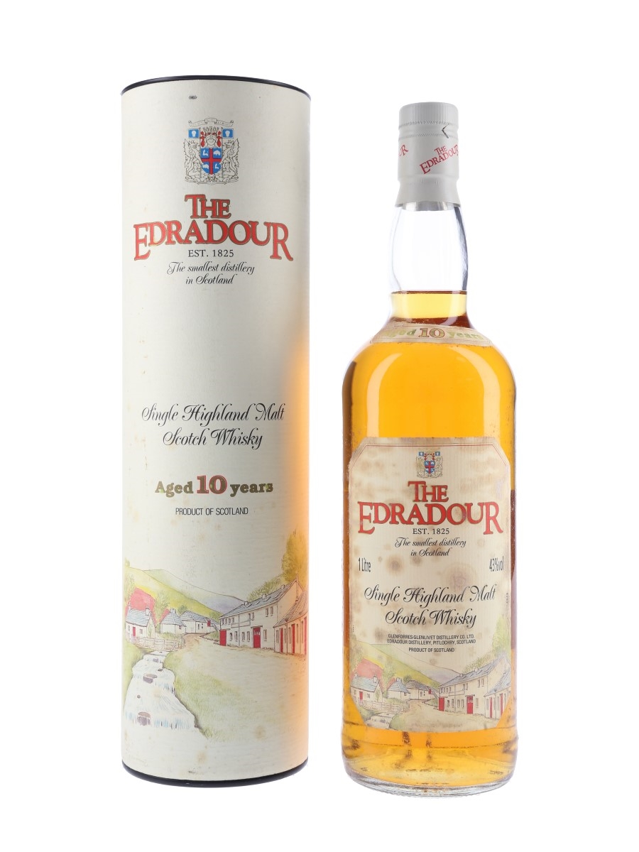 Edradour 10 Year Old Bottled 1990s - Includes Edradour Poster 100cl / 43%