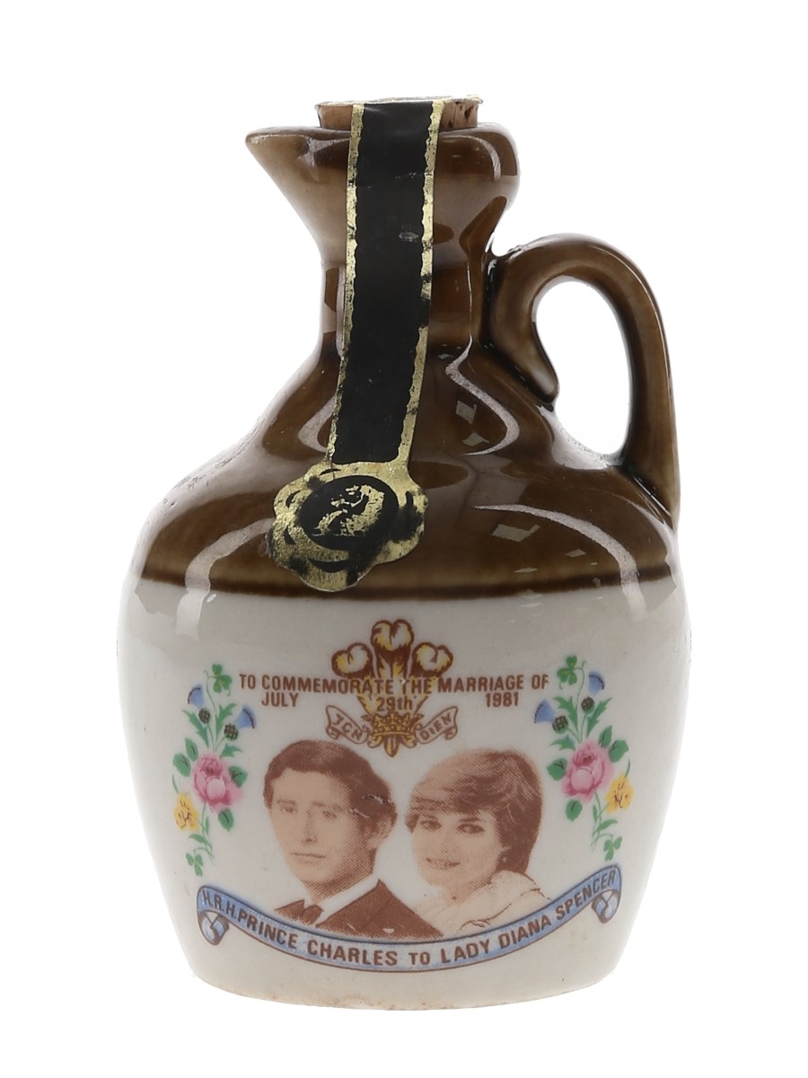 Rutherford's Royal Wedding Ceramic Decanter Bottled 1980s - Montrose Potteries 5cl