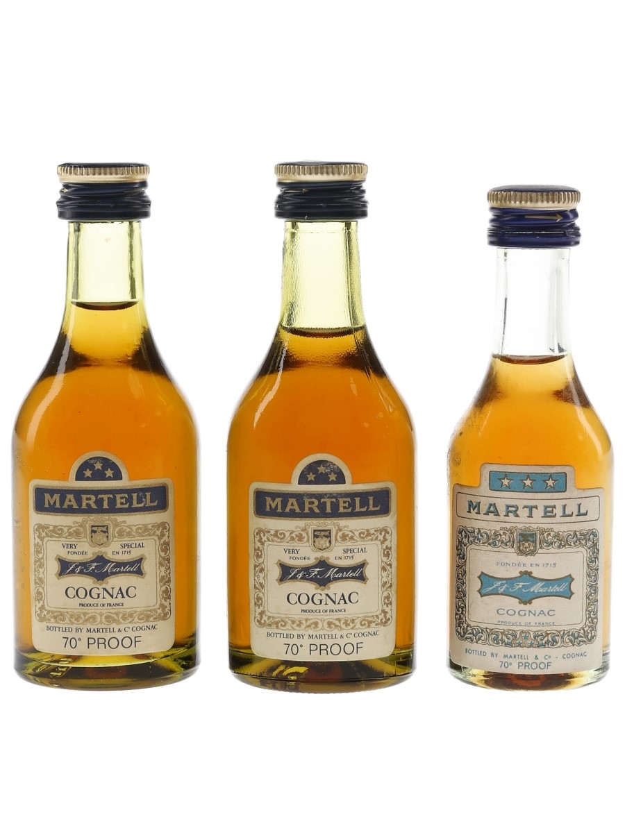 Martell 3 Star Bottled 1970s 3 x 5cl / 40%