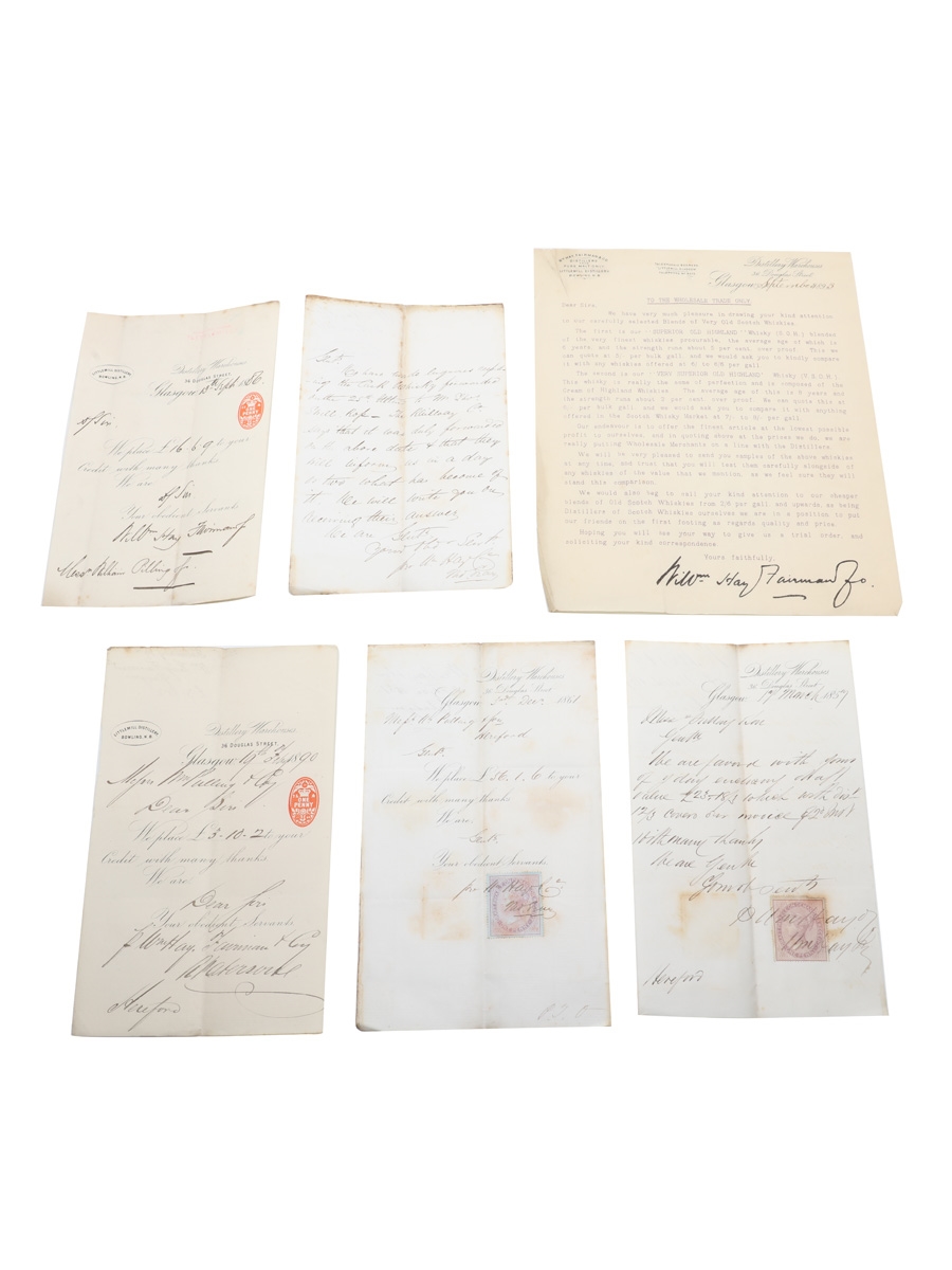 Littlemill Distillery Receipts & Correspondence, Dated 1857-1893 Wm Hay, Fairman & Co. 