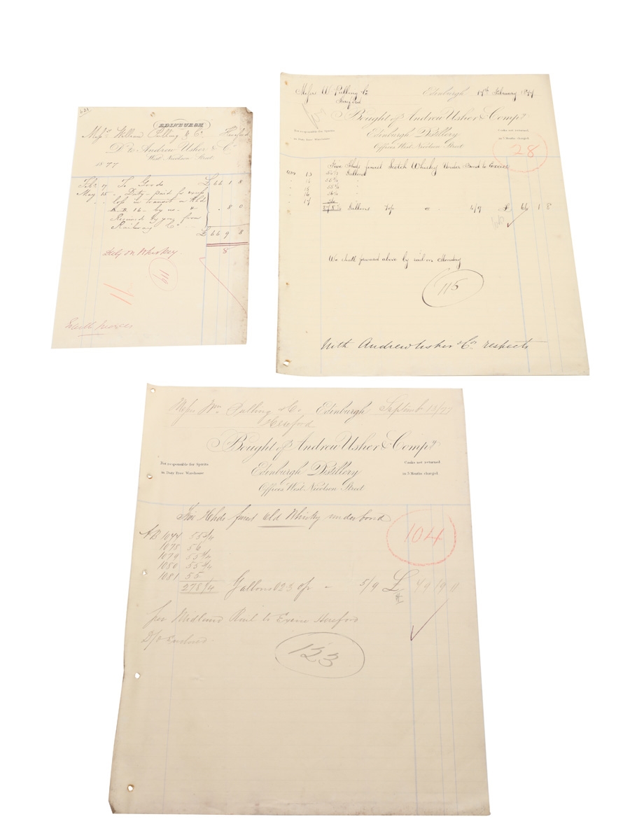 Andrew Usher & Co. Purchase Receipts, Dated 1877  