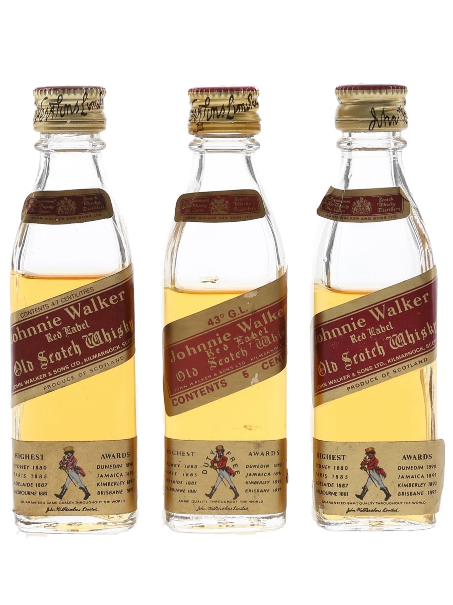Johnnie Walker Red Label Bottled 1970s 3 x 4.7-5cl