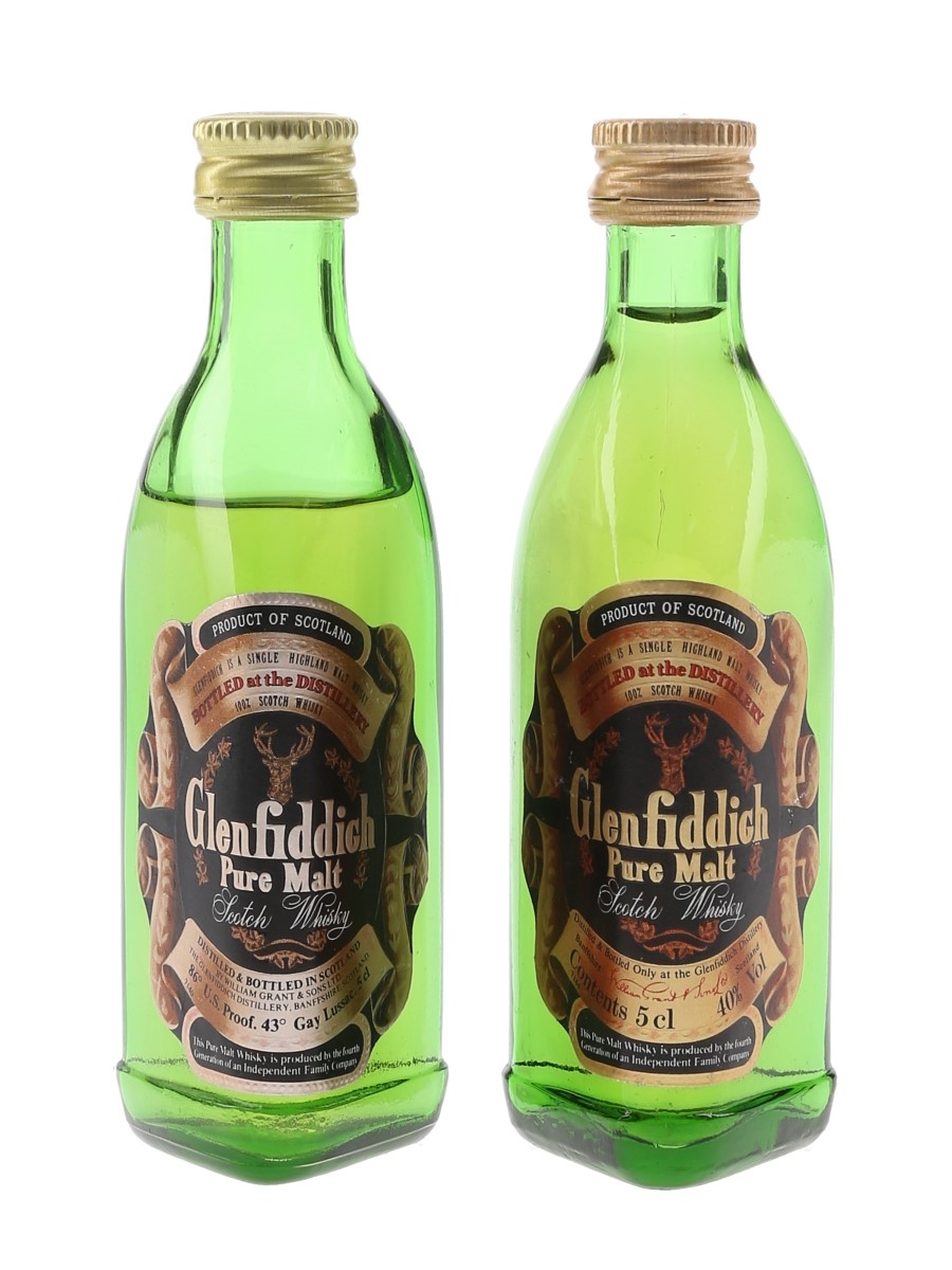 Glenfiddich Pure Malt Bottled 1980s 2 x 5cl