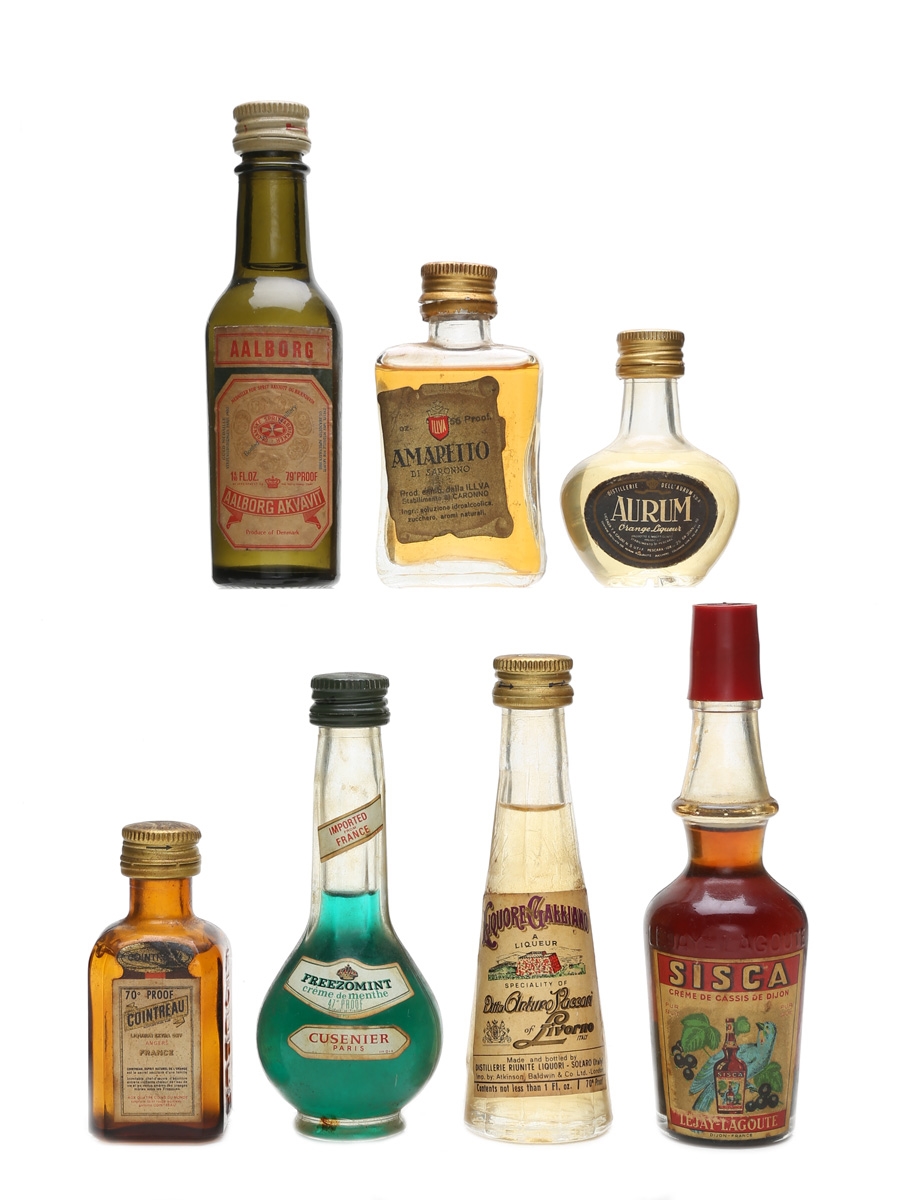 Assorted Spirits & Liqueurs Bottled 1970s 5 x 3cl & 2 x 4cl