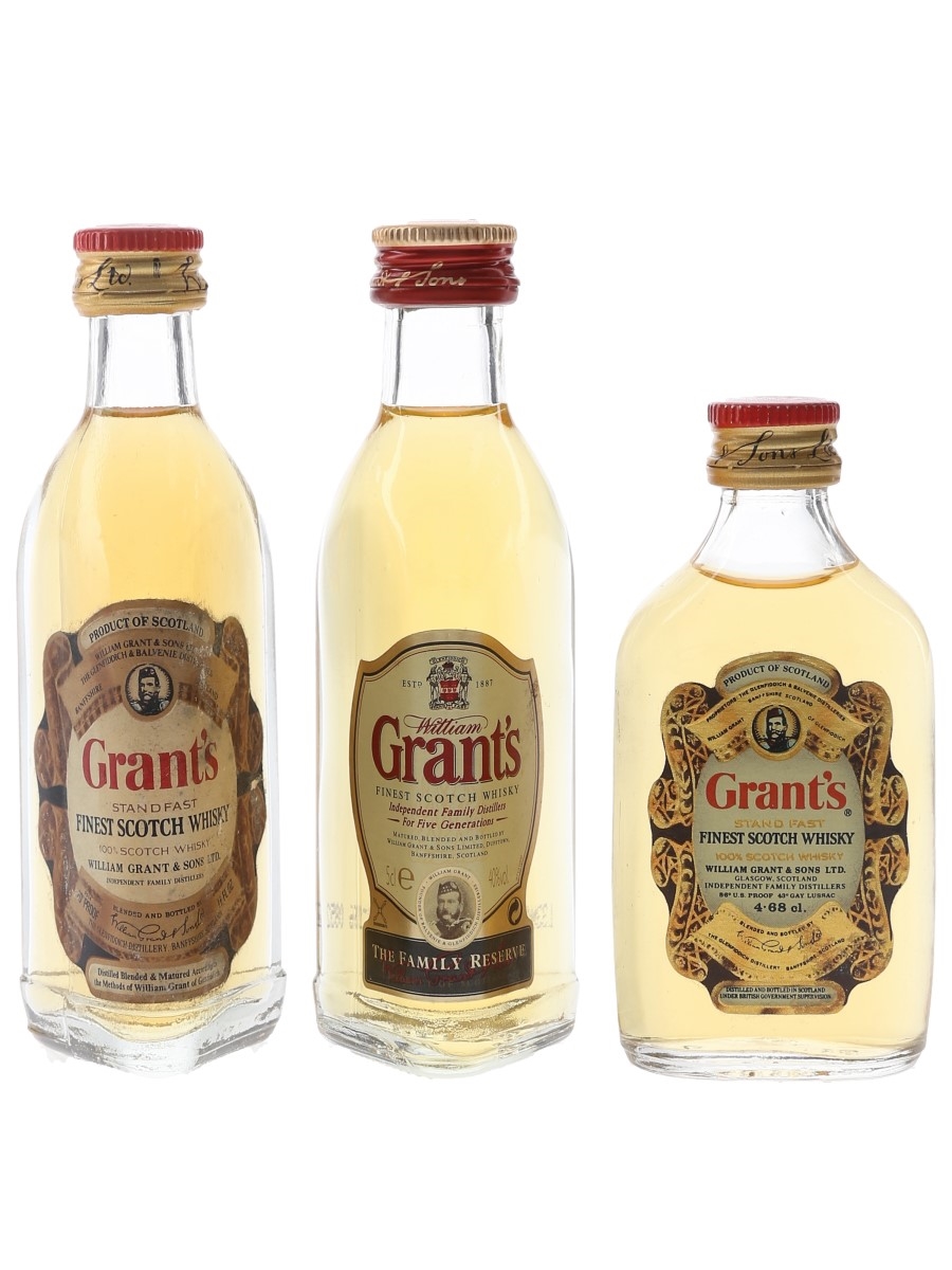 Grant's Bottled 1970s, 1980s & 1990s 3 x 4.7cl-5cl