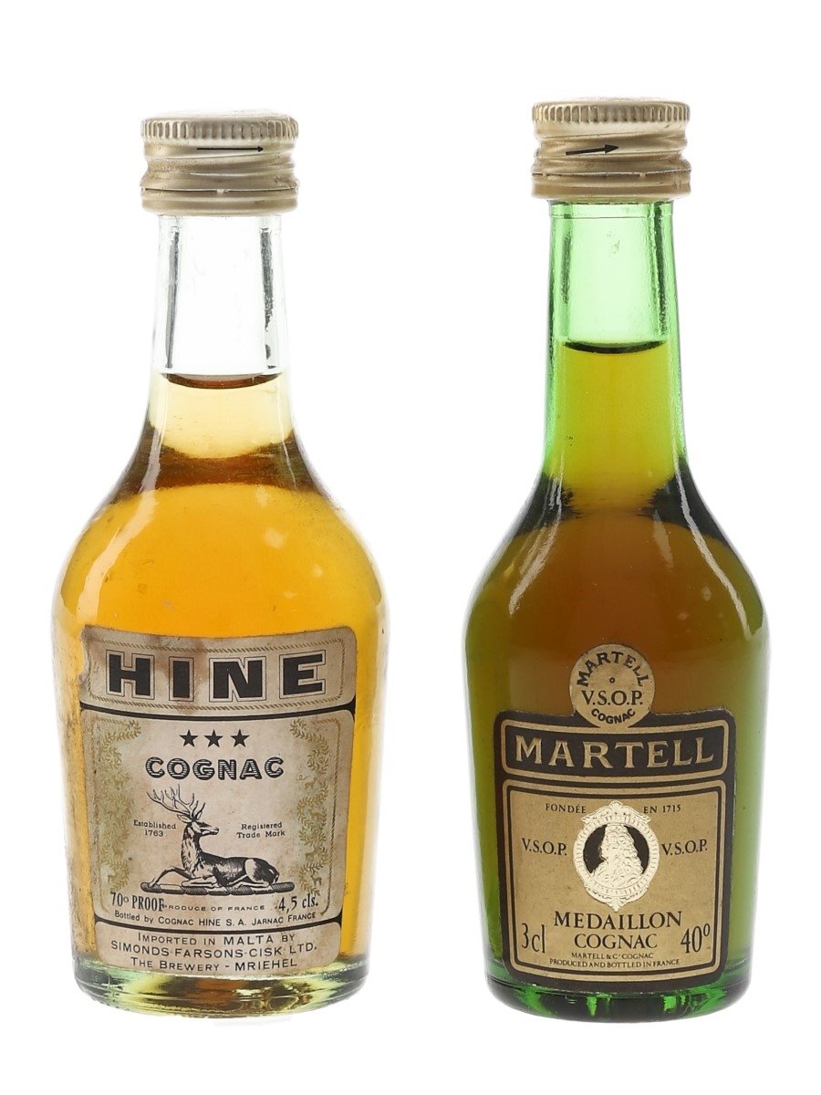 Hine & Martell Bottled 1970s &1980s 2 x 3cl-4.5cl / 40%