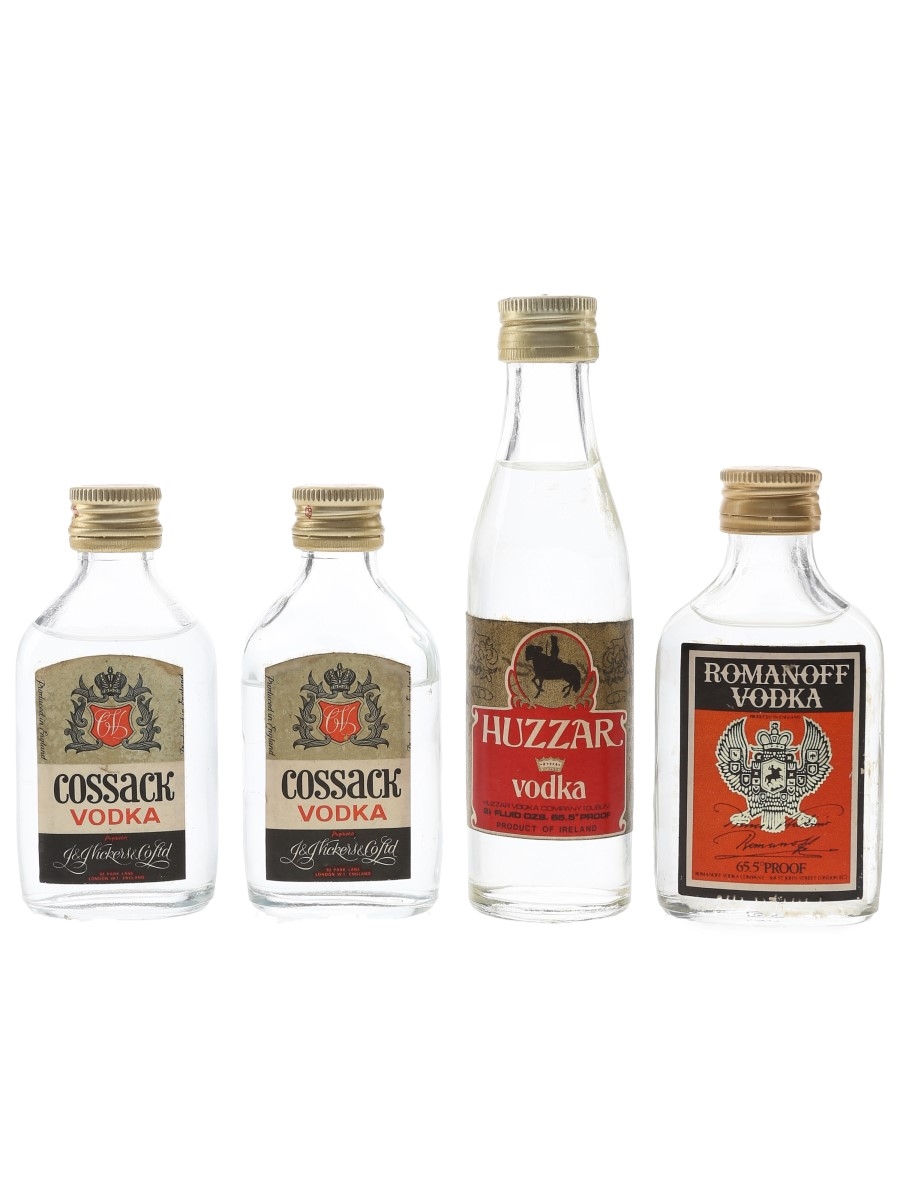 Cossack, Huzzar & Romanoff Bottled 1970s 4 x 5cl-7.1cl