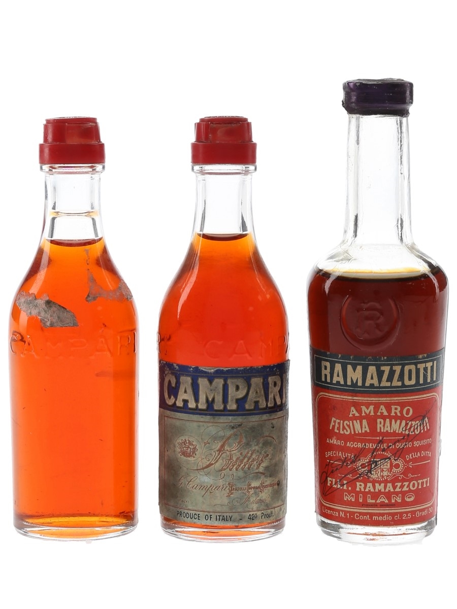 Campari & Ramazzotti Bottled 1970s 3 x 2.5cl-5cl