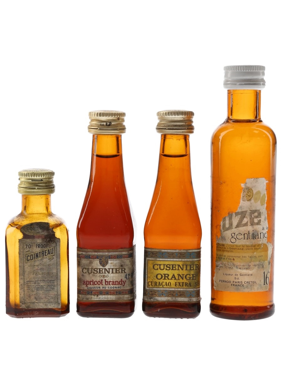 Cointreau, Cusenier & Suze Gentiane Bottled 1970s 4 x 3cl-5cl