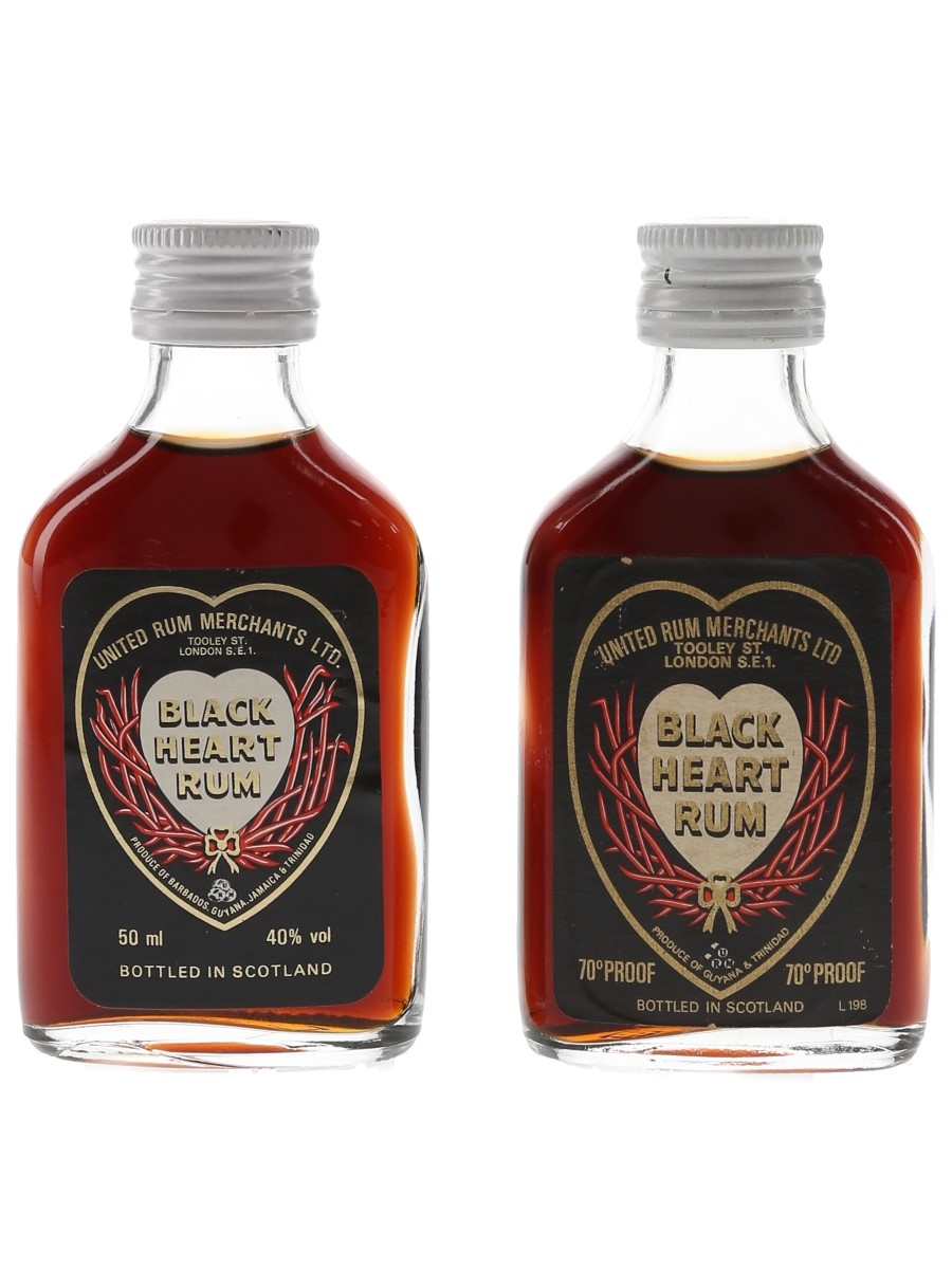 Black Heart Rum Bottled 1970s & 1980s - United Rum Merchants 2 x 5cl / 40%