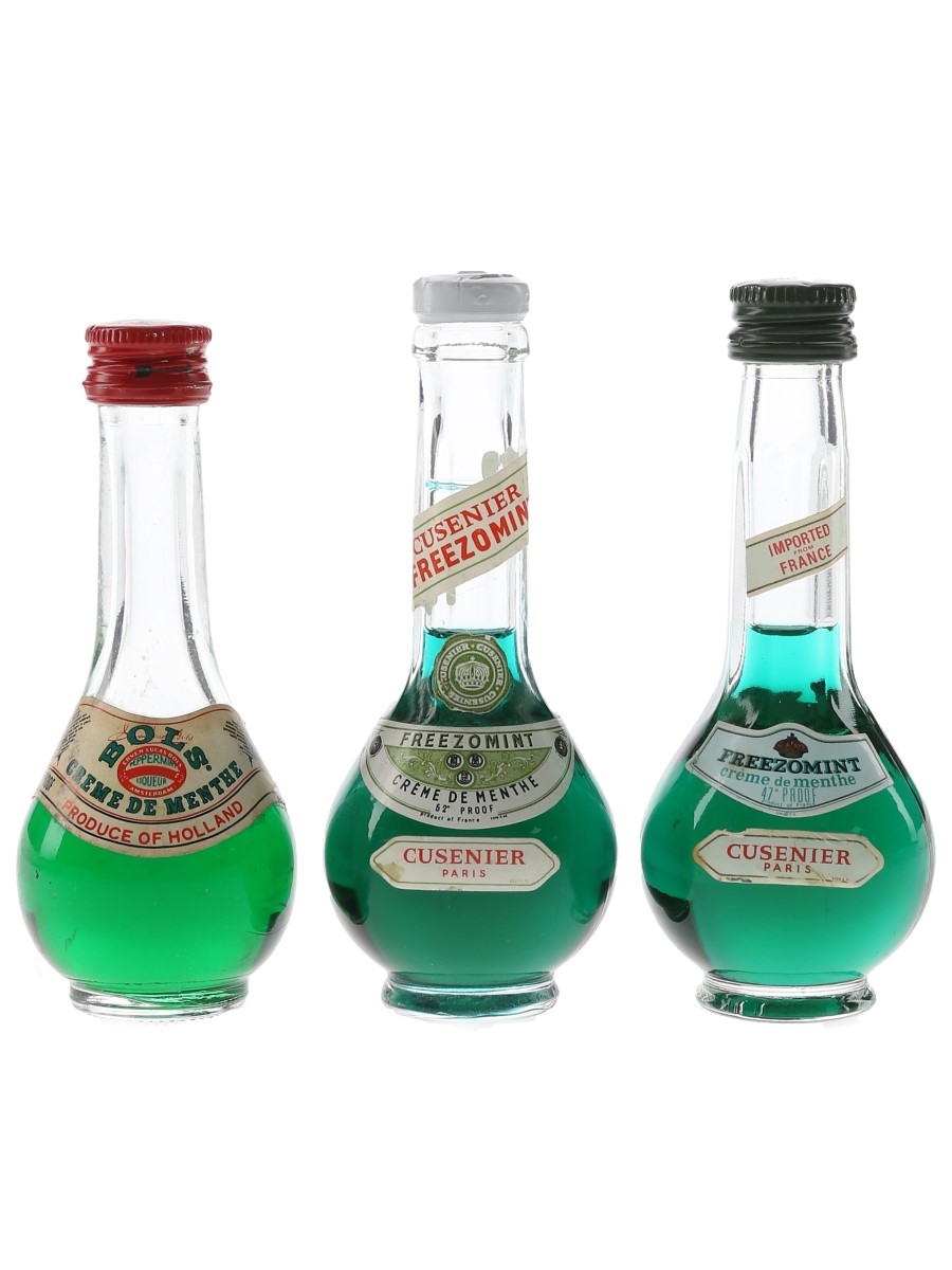 Bols & Cusenier Creme De Menthe Liqueurs Bottled 1960s-1970s 3 x 5cl