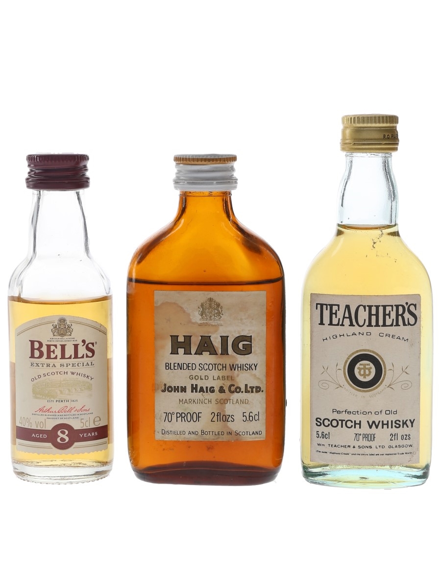 Bell's, Haig & Teacher's Bottled 1970s & 2000s 3 x 5cl-5.6cl / 40%