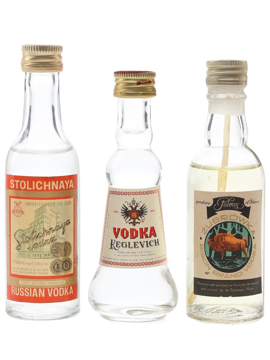 Keglevich, Polmos, Stolichnaya Vodka Bottled 1970s-1980s 3 x 5cl