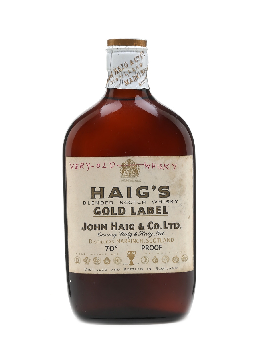 Haig's Gold Label Spring Cap Bottled 1950s 37.5cl