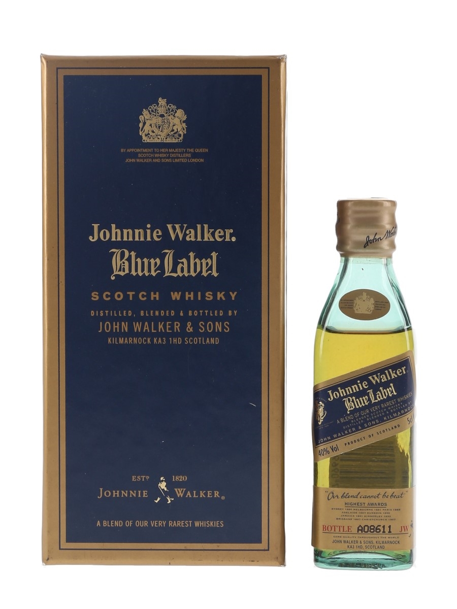 Mini blue label bottles
