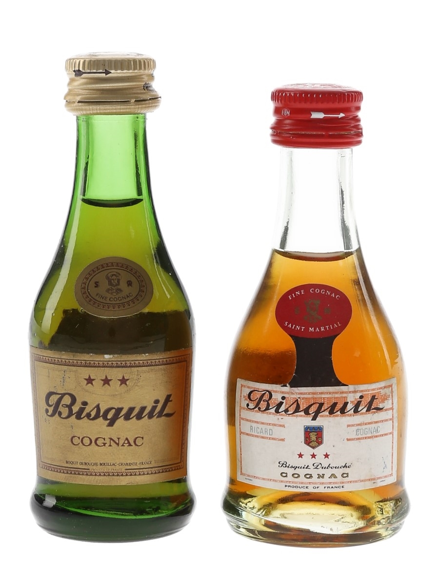 Bisquit 3 Star Cognac Bottled 1970s 2 x 3cl