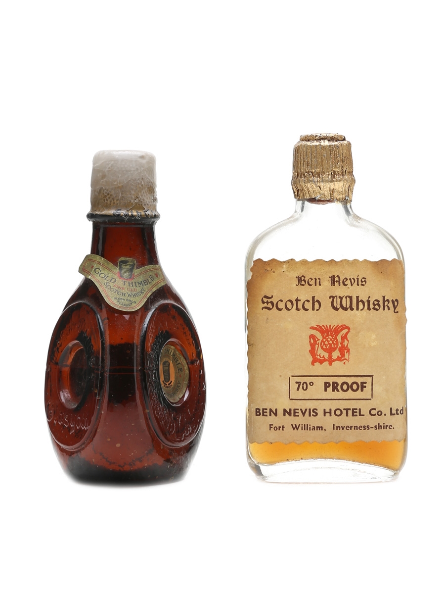Ben Nevis & Gold Thimble Miniatures Bottled 1950s 2 x 5cl