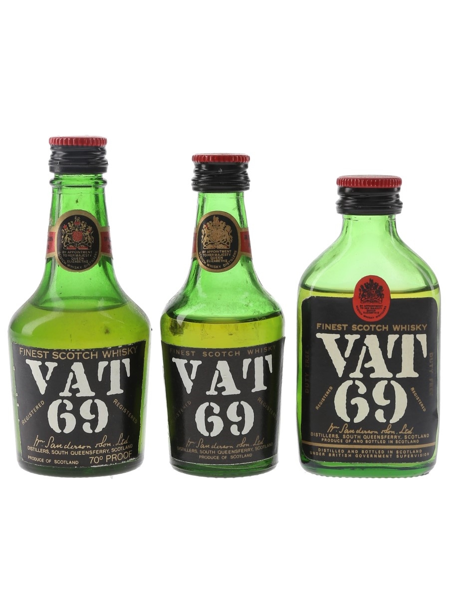 Vat 69 Bottled 1970s-1980s 3 x 5cl