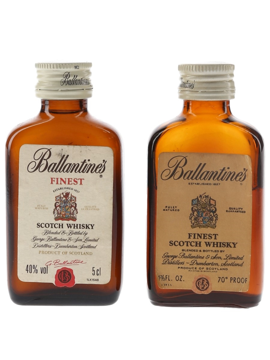 Ballantine's Finest Bottled 1970s & 1980s 2 x 4.7cl-5cl / 40%
